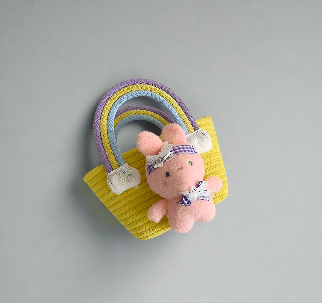 Women's Knit Animal Rainbow Cute Square Open Handbag
