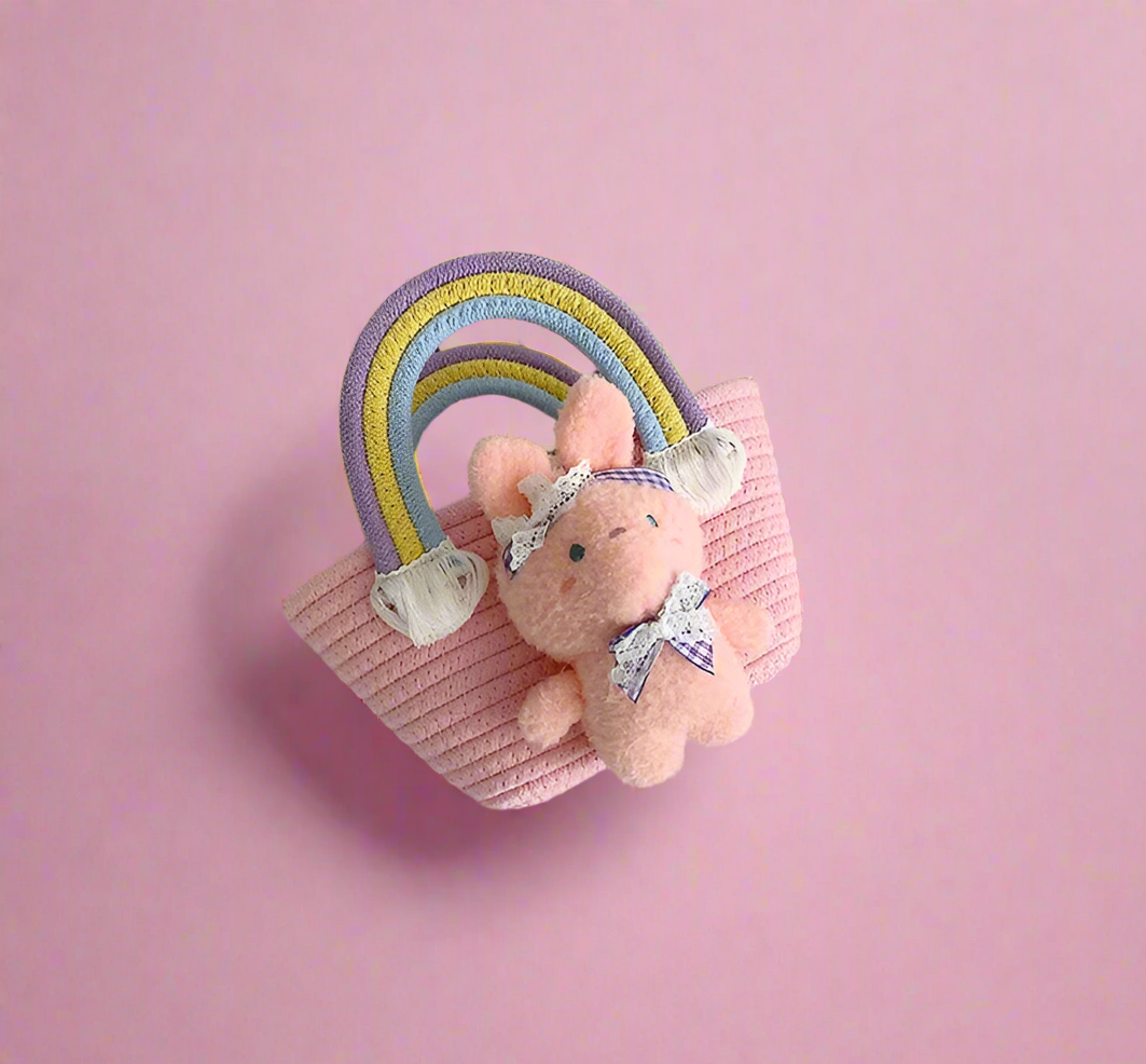 Women's Knit Animal Rainbow Cute Square Open Handbag