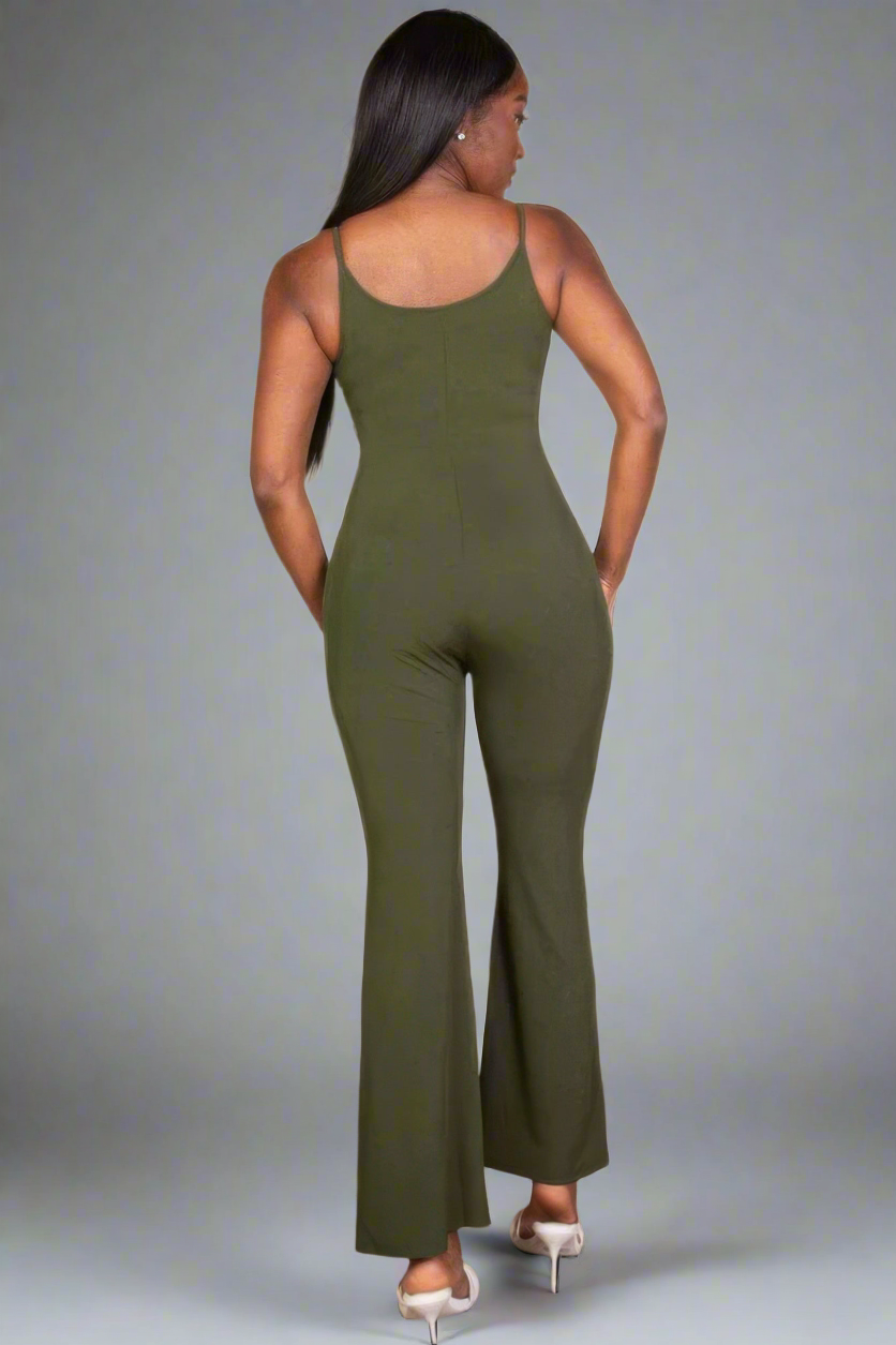 Ribbed sleeveless wide leg jumpsuit