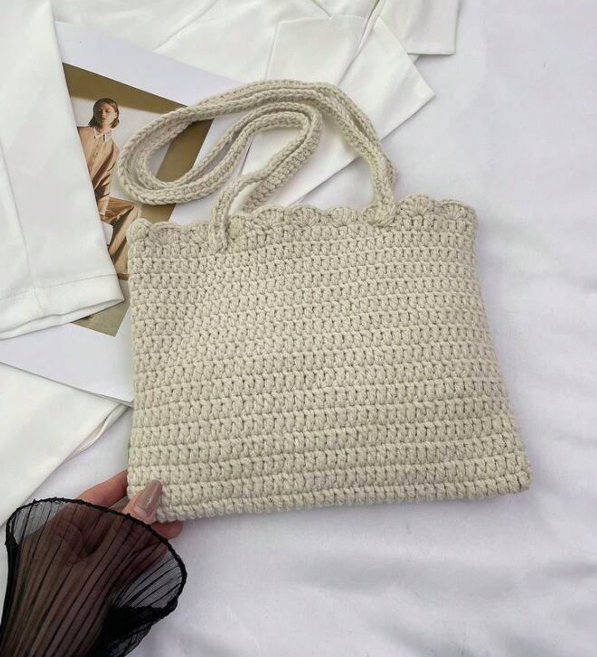 Floral Woven Single Shoulder Bag For Women Casual Seasonless Fabric Buckle Closure Square Shape Cute and Holiday Style