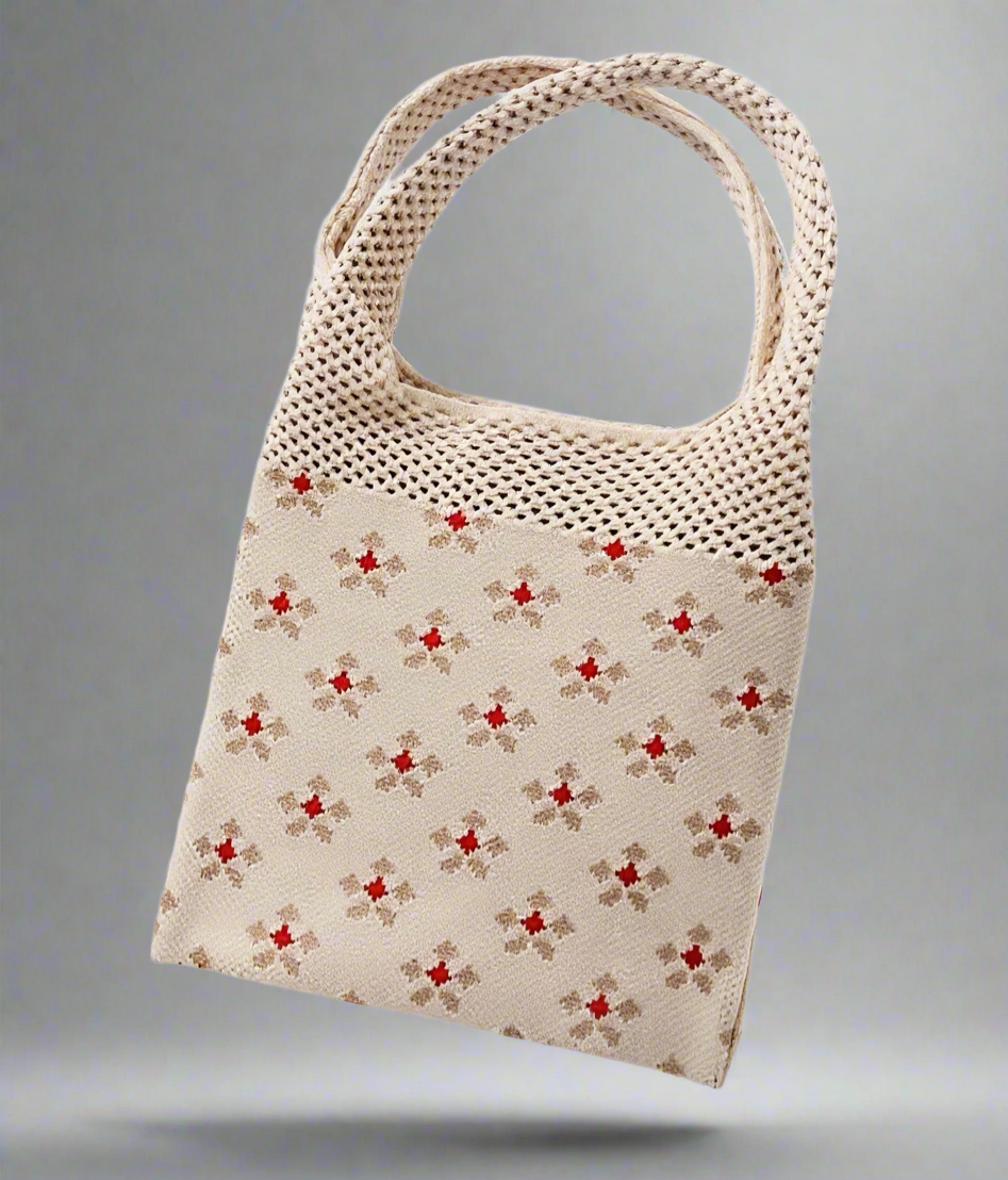 Knitted Floral Casual Handbag Daily Travel Versatile Fashion Handbag Ladies Tote