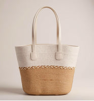 Large Capacity Straw Woven Tote Bag Beach Vacation Commuting Crossbody Fashionable Bucket Shape Polyester Inner Leisure Travel