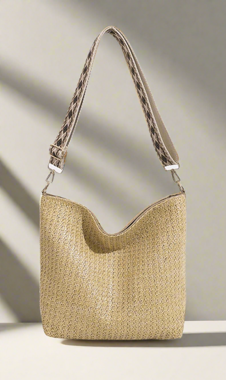 Woven Fashionable Shoulder Bag Large Capacity Casual Bucket Bag