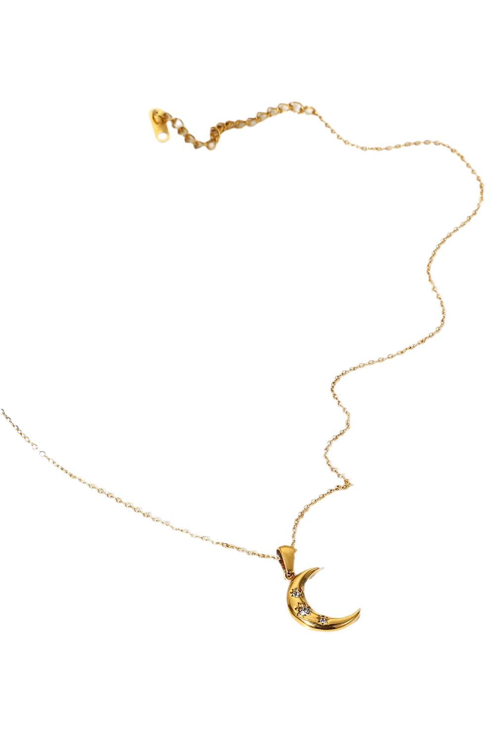 18K Gold Plated Inlaid Zircon Moon Pendant Necklace
