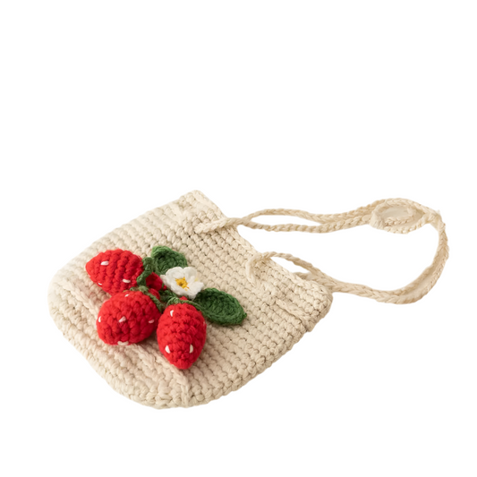 New Strawberry Hand Crocheting Knitted Bag Cute Wool Diagonal Bag Factory Handmade Knitted Messenger Bag