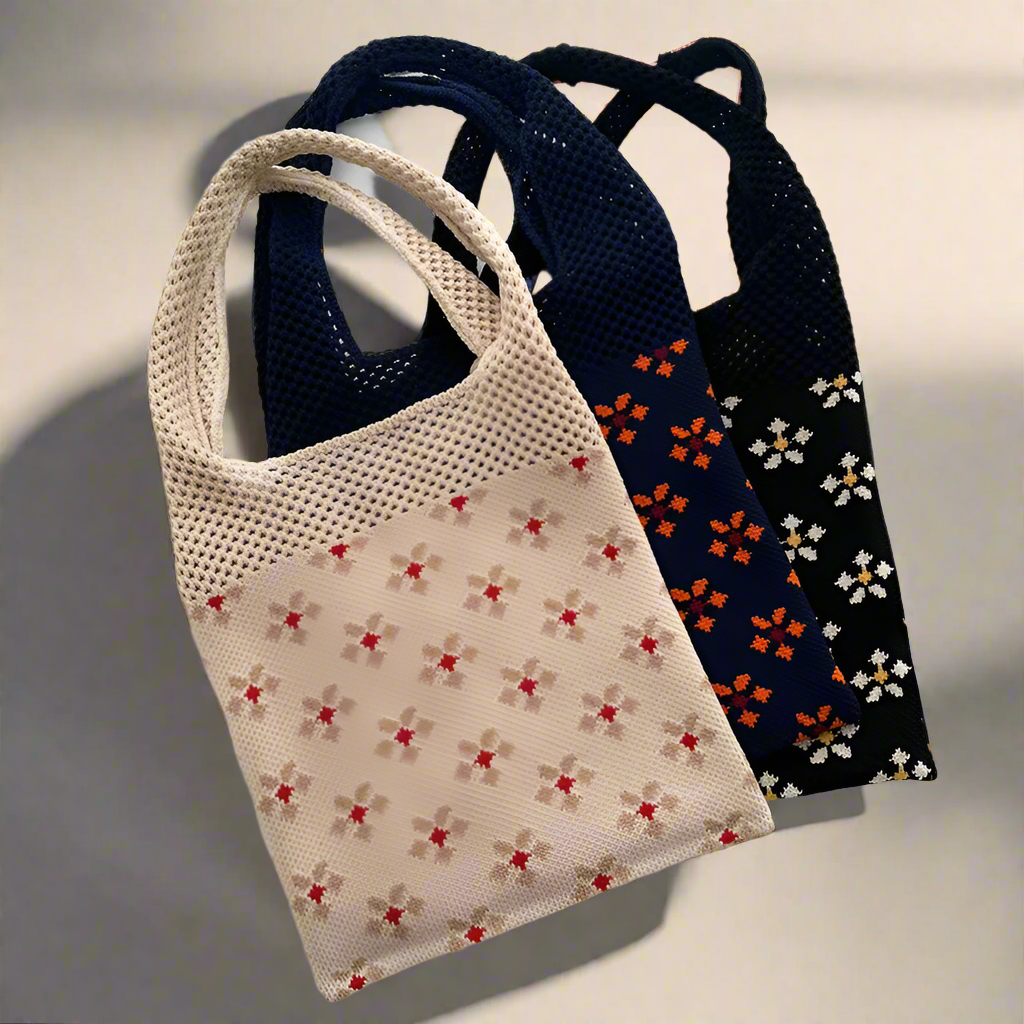 Knitted Floral Casual Handbag Daily Travel Versatile Fashion Handbag Ladies Tote