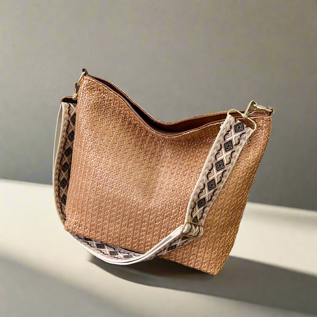 Woven Fashionable Shoulder Bag Large Capacity Casual Bucket Bag