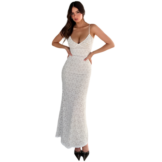 Sexy Strapless Low Cut Lace Trim Bodycon Dress