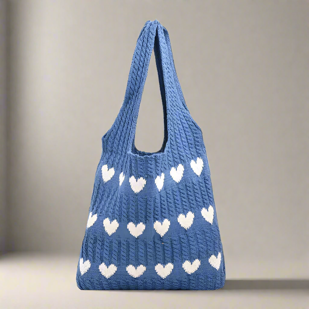 Women’s Crochet Tote Bag With Hearts