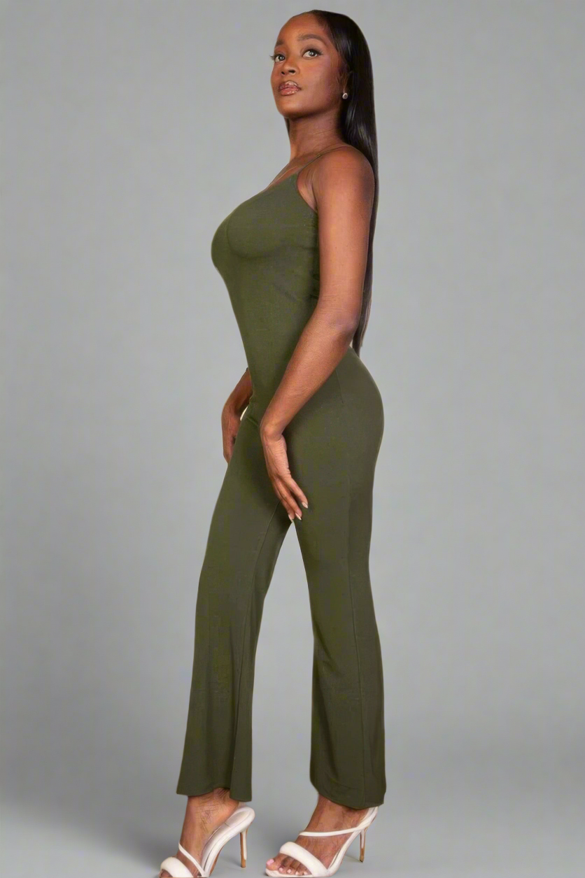 Ribbed sleeveless wide leg jumpsuit