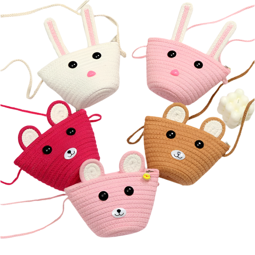 Children's Woven Straw Mini Crossbody Bag