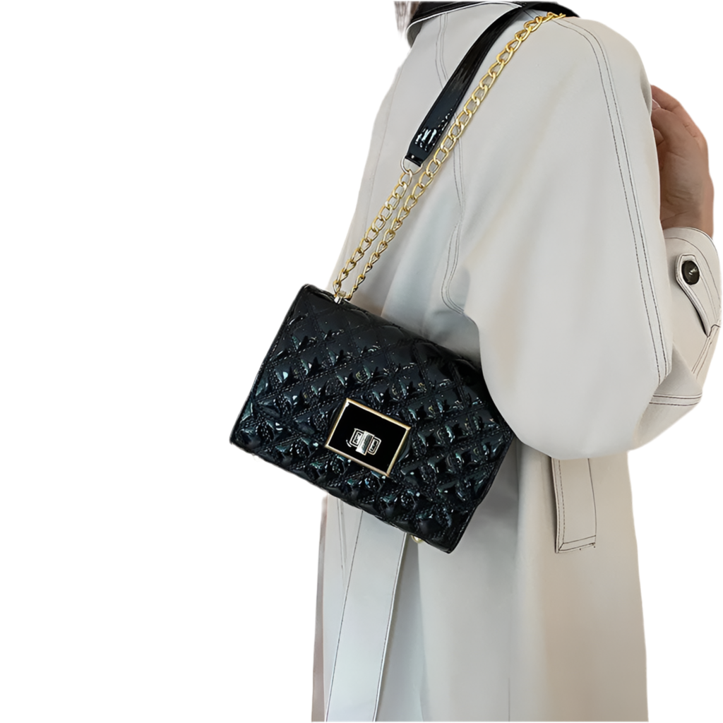 Women's Pu Leather Solid Color Lingge Basic Sewing Thread Square Magnetic Buckle Crossbody Bag