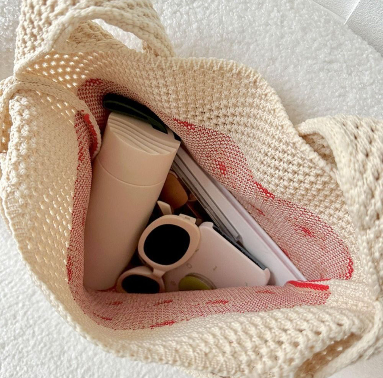 Knitted Floral Casual Handbag Daily Travel Versatile Fashion Handbag Ladies Tote