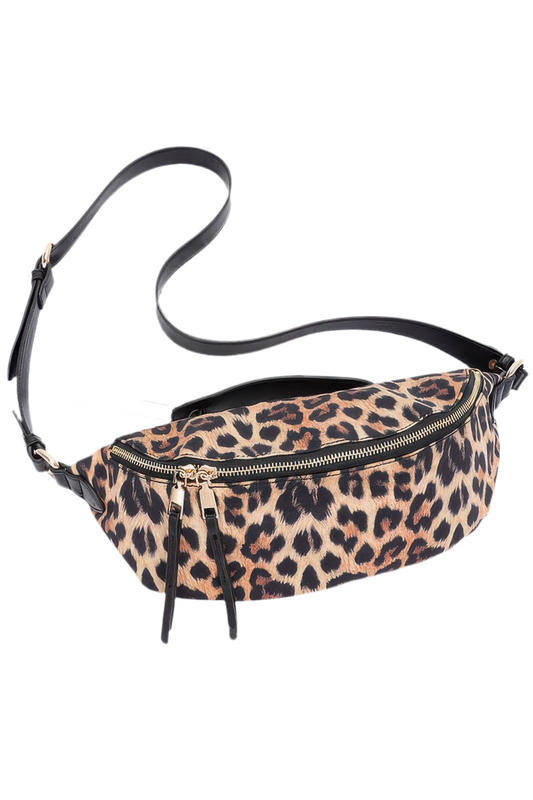 Faux Leather Leopard Crossbody Bag