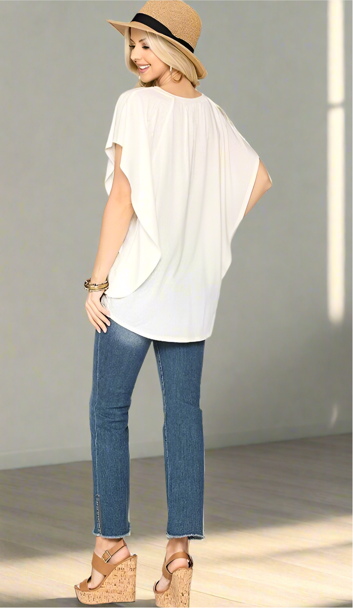 Leopard Jacquard Knit Jersey Top With Front Tie, Ruffled Sleeve