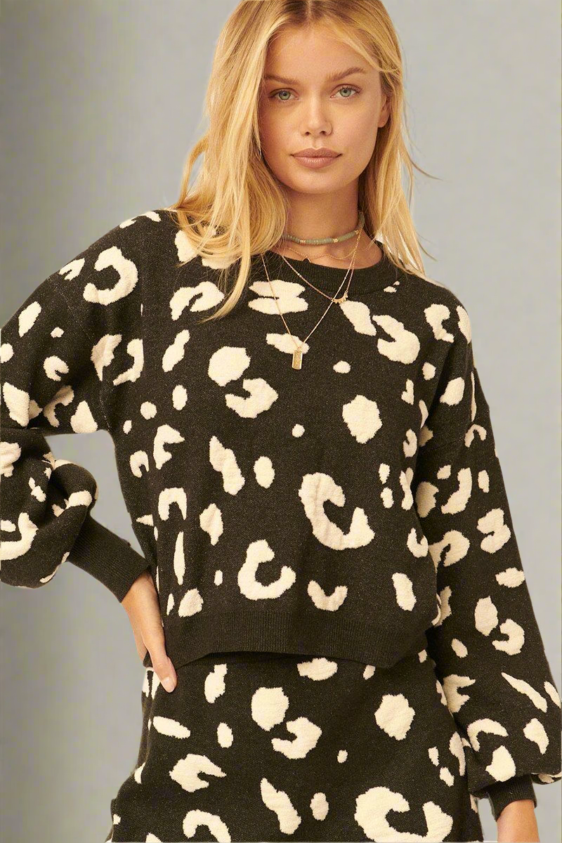 A Leopard Print Pullover Sweater