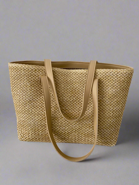 Solid Color Woven Tote Bag