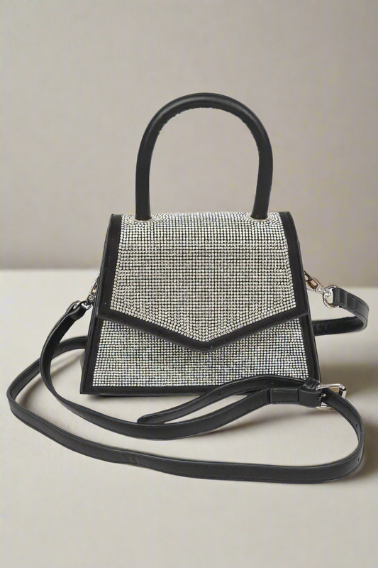 Glam Rhinestone Top Handle Crossbody Bag