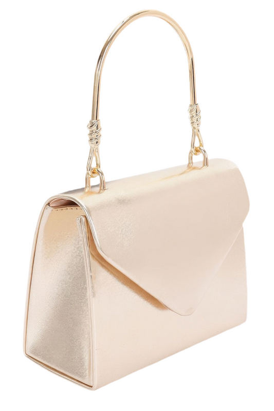 Metallic Metal Handle Crossbody Bag