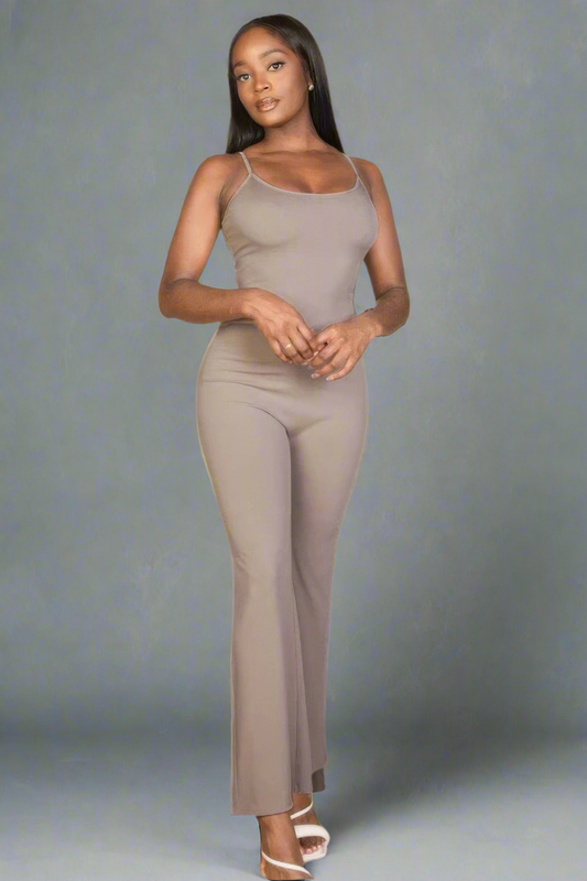 Ribbed sleeveless wide leg jumpsuit