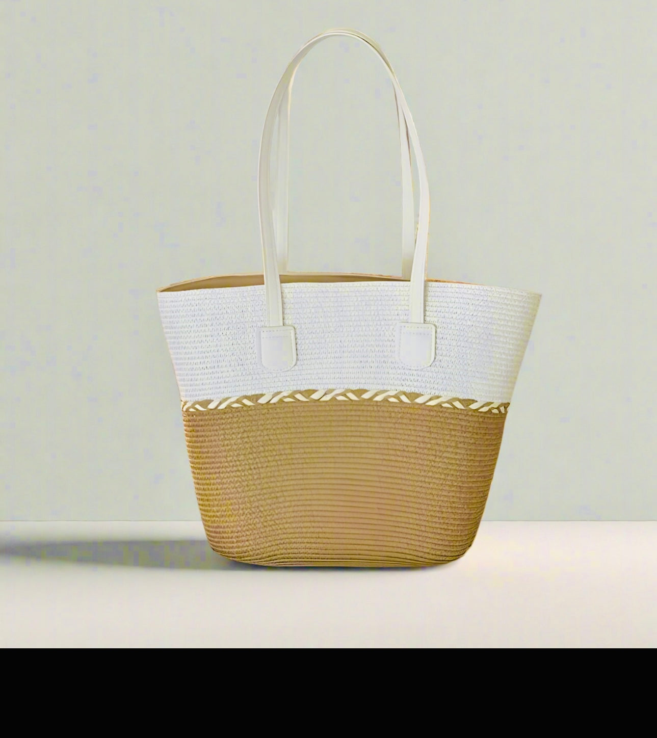 Large Capacity Straw Woven Tote Bag Beach Vacation Commuting Crossbody Fashionable Bucket Shape Polyester Inner Leisure Travel