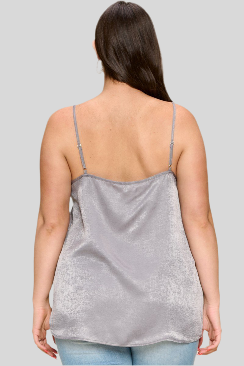 Solid Satin Sleeveless Cami Woven Tank Top