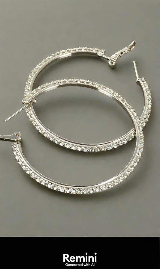 5cm Double Rhinestone Hoop Earrings